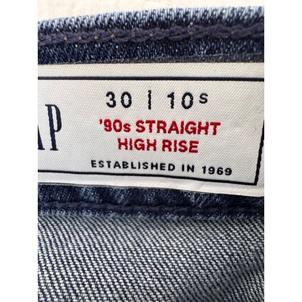 Gap 90s Straight High Rise Blue Casual Jean Woman’s Size 30/10 Short - Picture 6 of 9